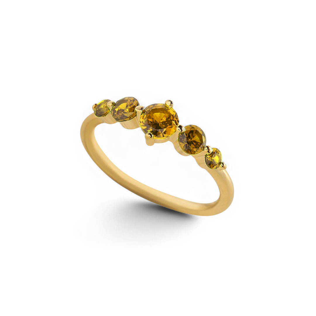 Five Stone Statement Birthstone Ring with November birthstone
