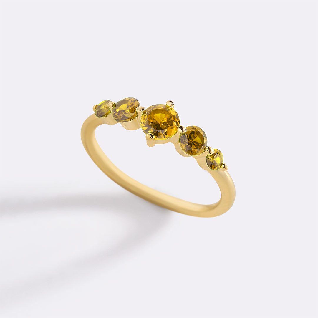 Five Stone Statement Birthstone Ring with November birthstone