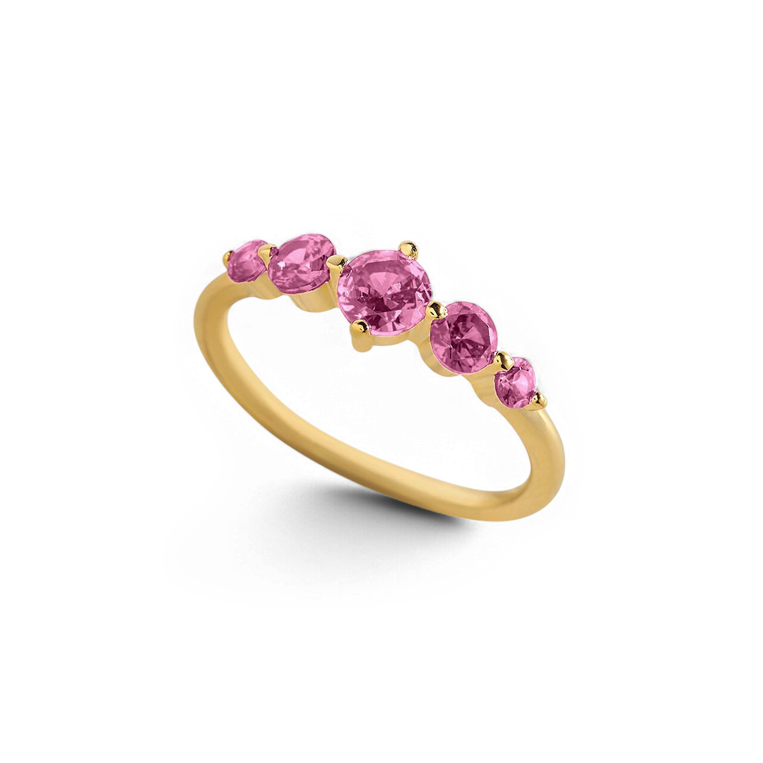 Five Stone Statement Birthstone Ring with October birthstone