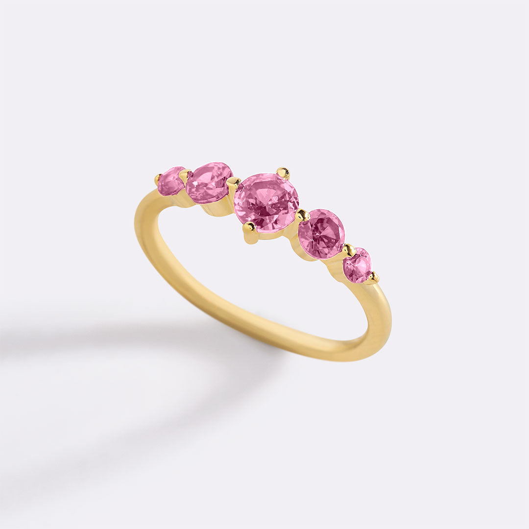 Five Stone Statement Birthstone Ring with October birthstone