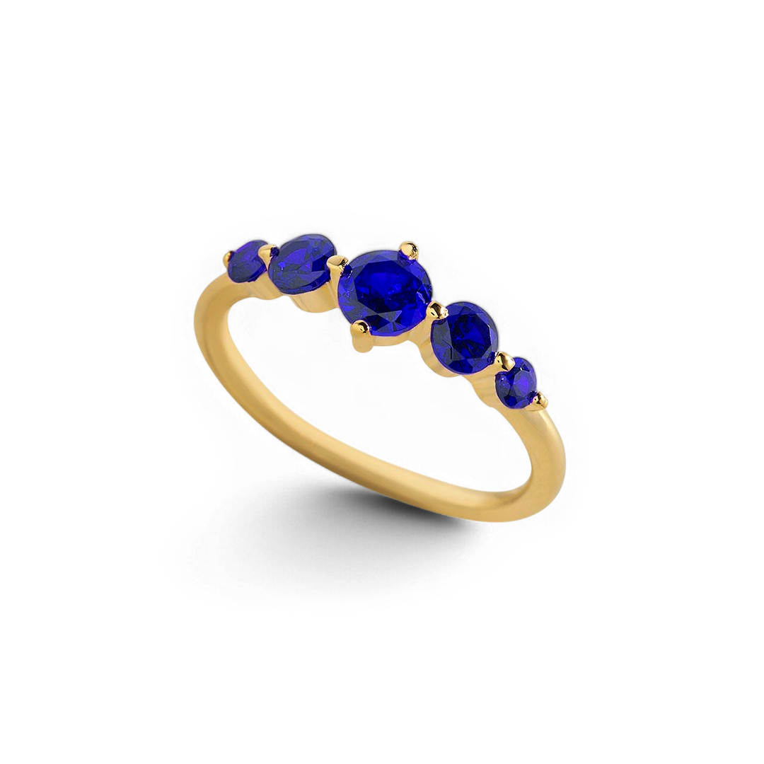 Five Stone Statement Birthstone Ring with September birthstone