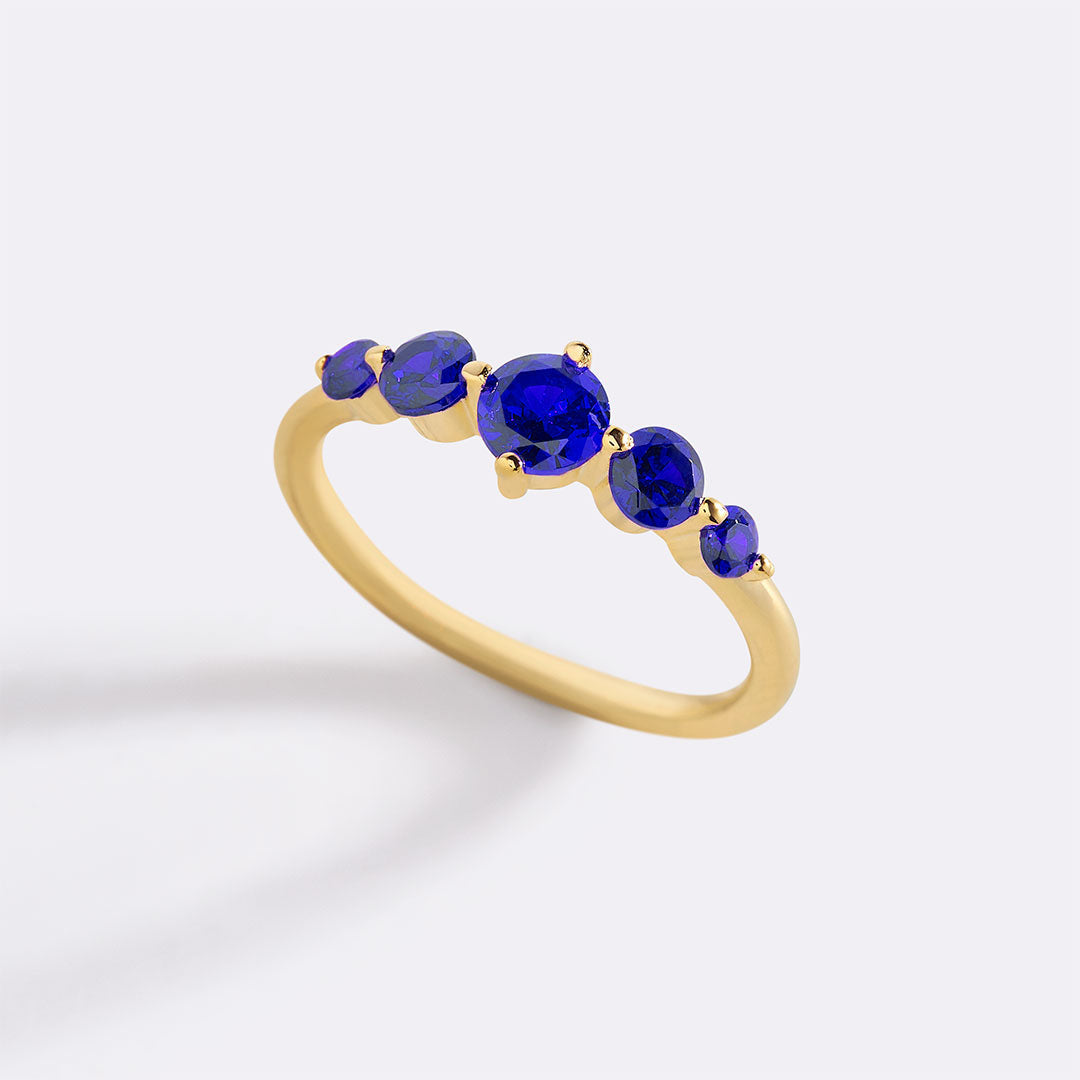 Five Stone Statement Birthstone Ring with September birthstone
