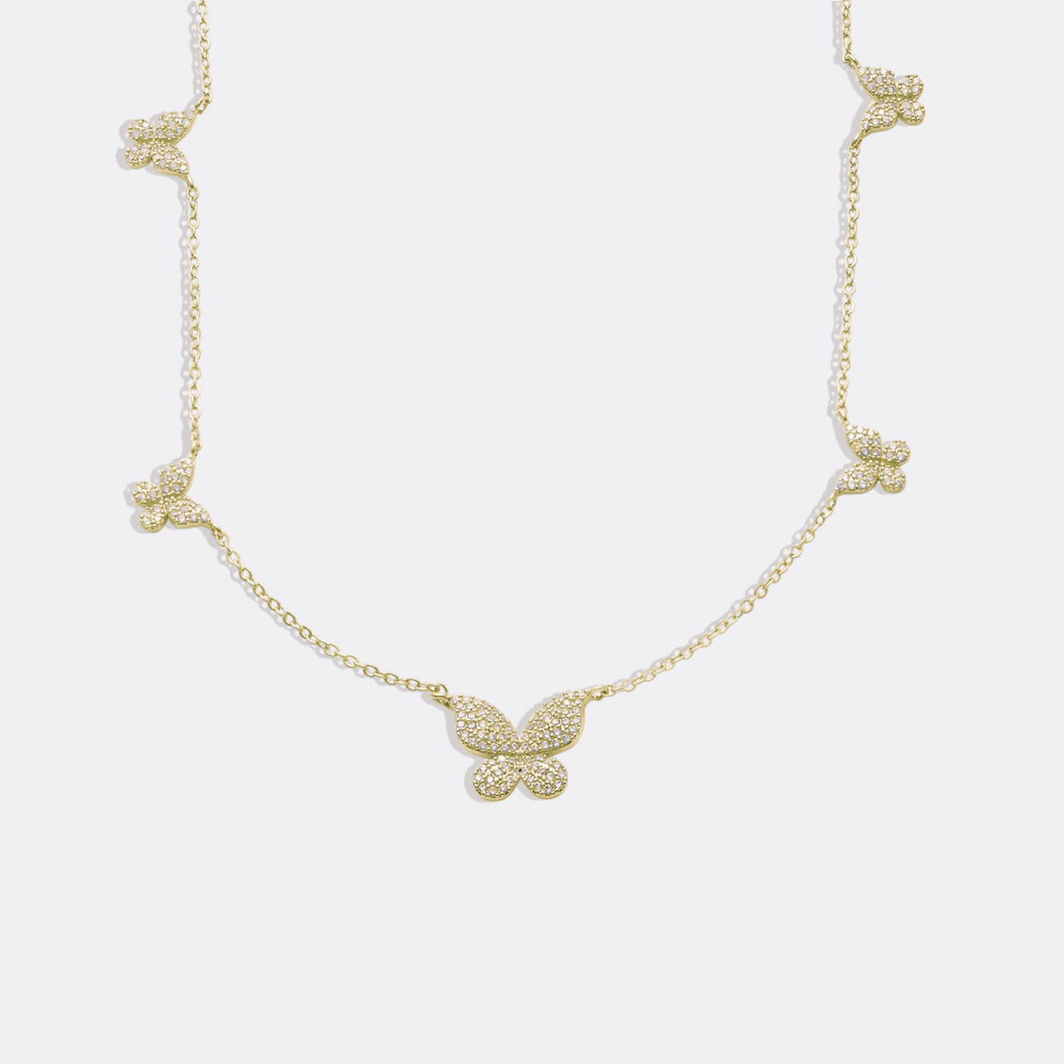 Five Butterfly Necklace in gold tone