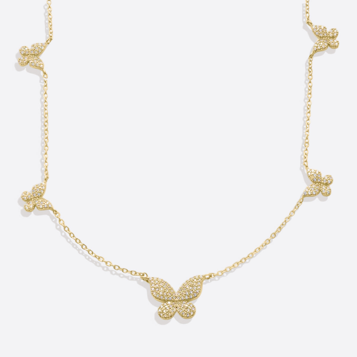 Five Butterfly Necklace in gold tone