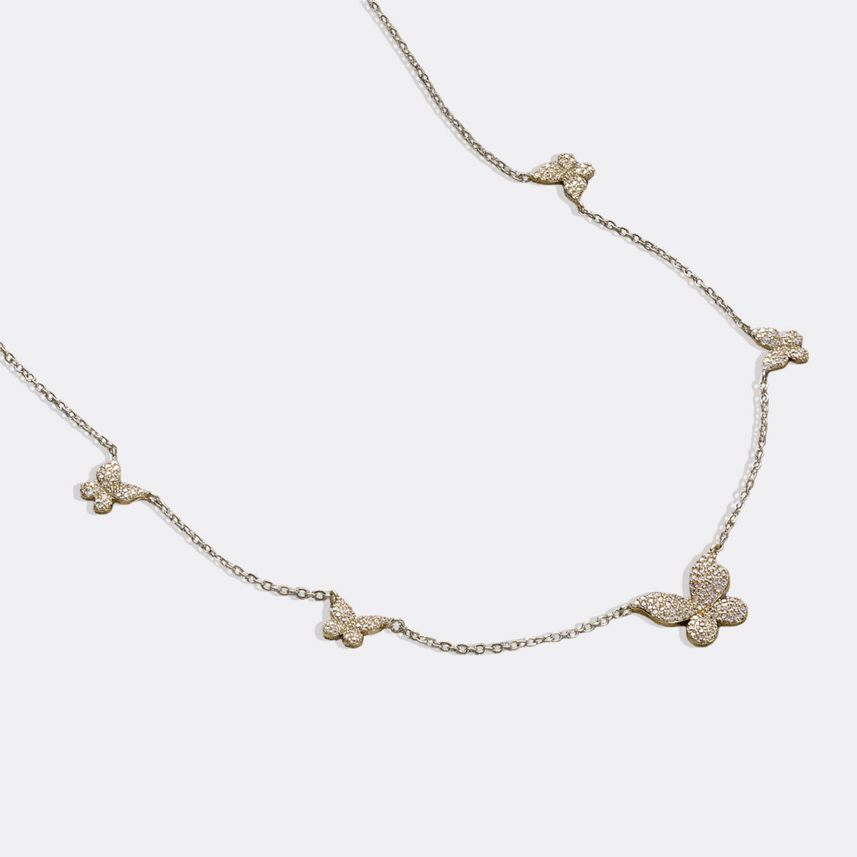 Five Butterfly Necklace in gold tone