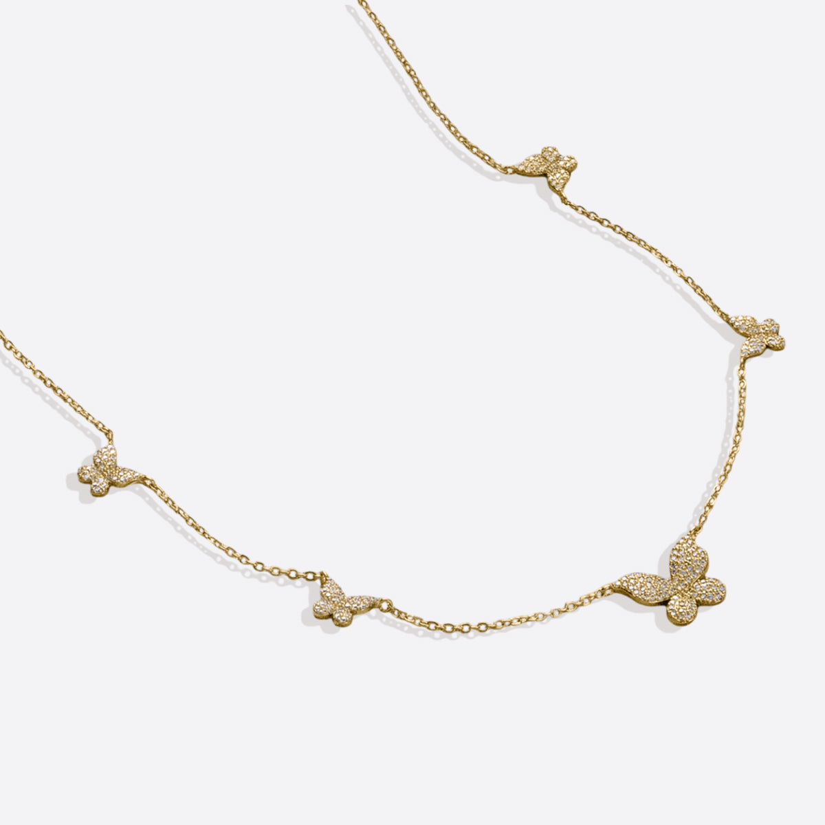 Five Butterfly Necklace in gold tone