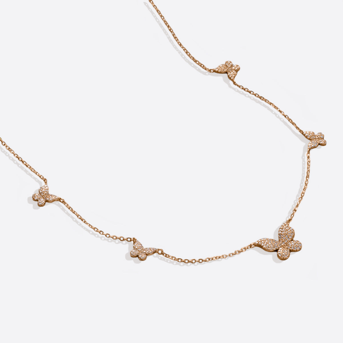 Five Butterfly Necklace in rose gold tone