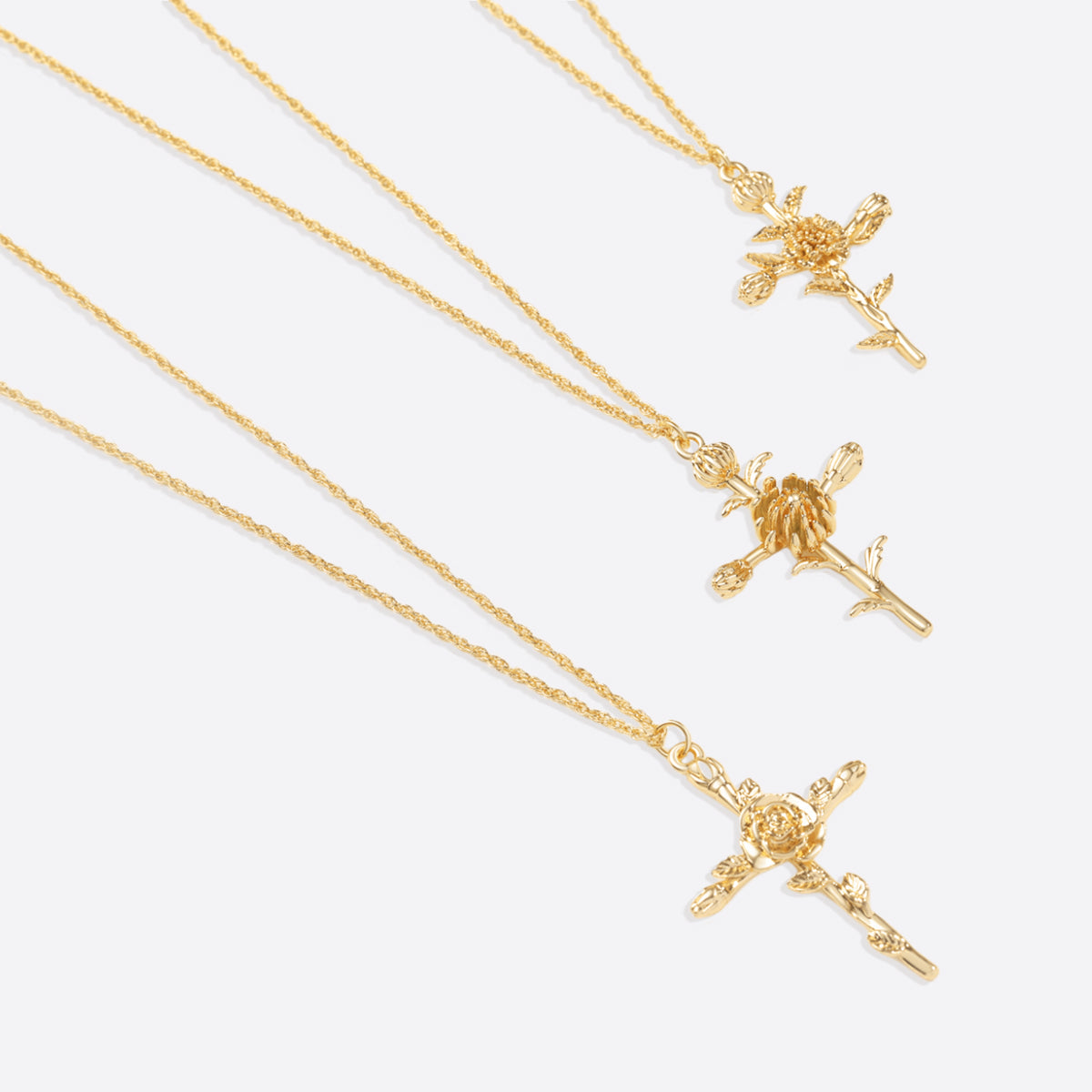 Collana con Pendente Croce Floreale