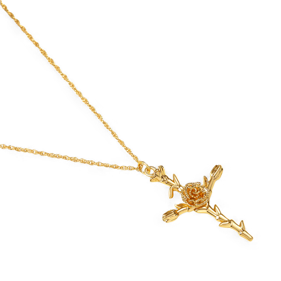 Floral Cross Pendant Necklace — Vanny Jewels