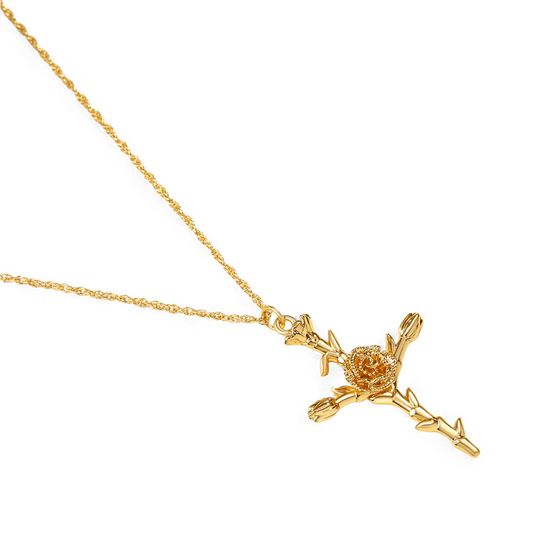 Floral Cross Pendant Necklace — Vanny Jewels