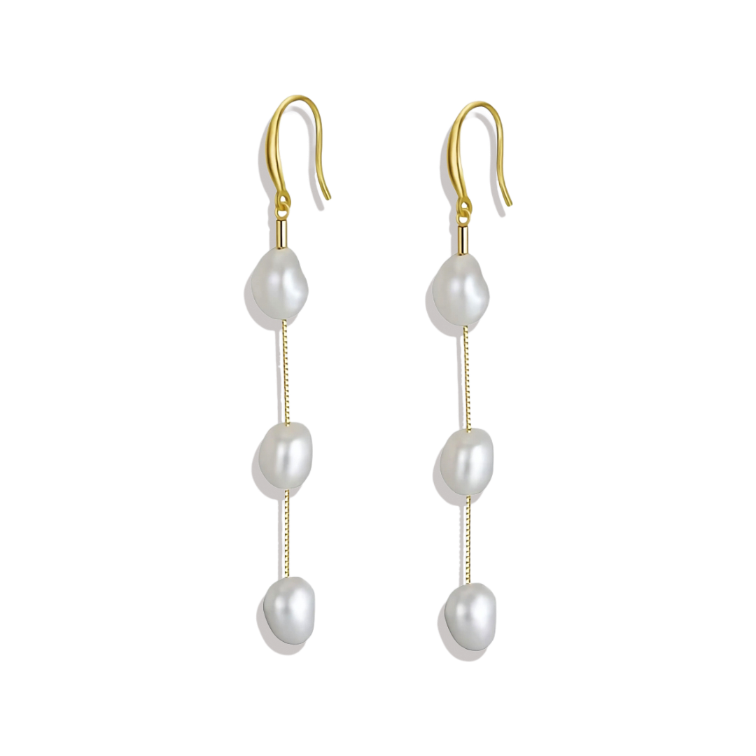 Freshwater Pearl Drop Earrings in 925 Sterling Silver — Vanny Jewels