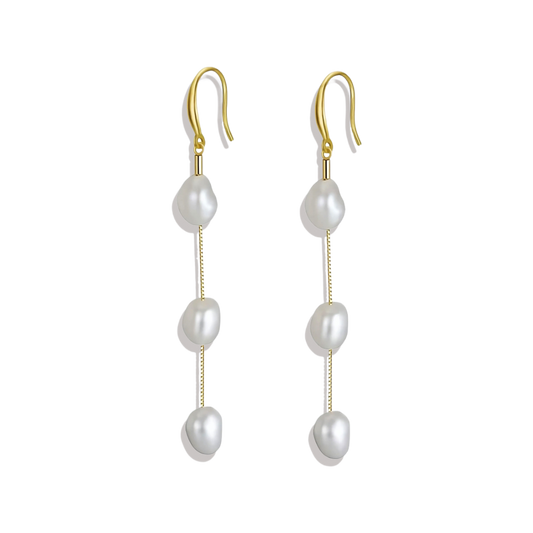 Freshwater Pearl Drop Earrings in 925 Sterling Silver — Vanny Jewels