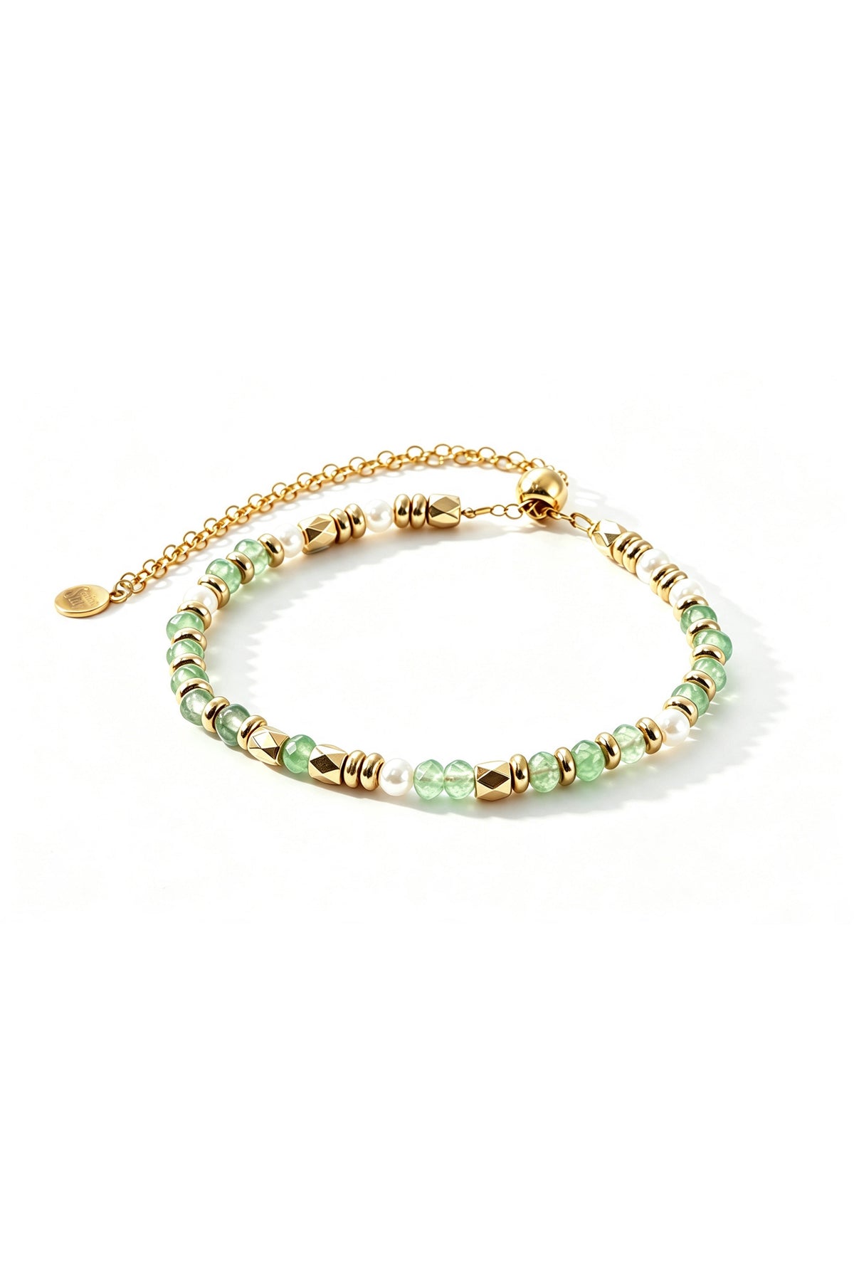 Gemstone Beaded Slider Bracelet, flat lay detail