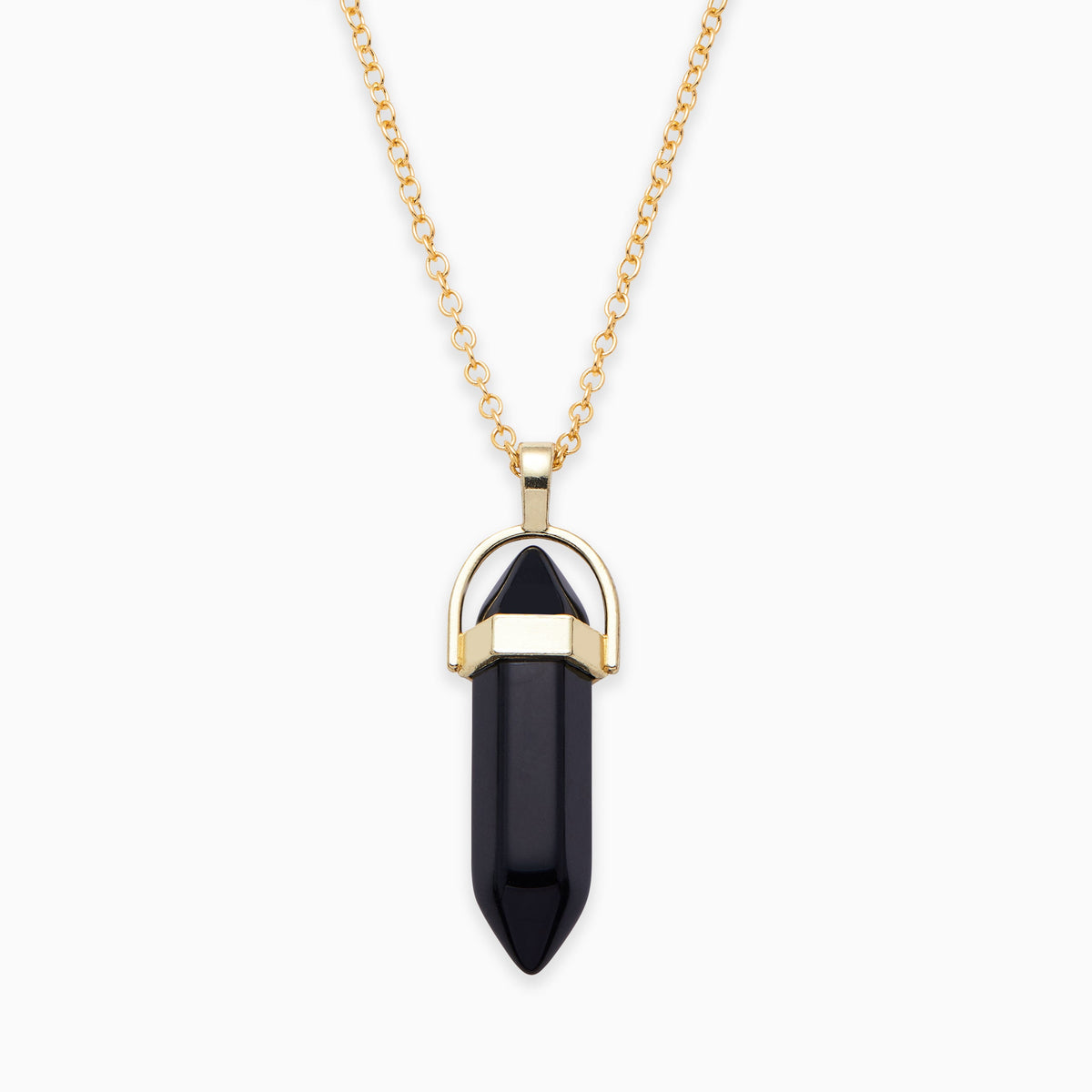 Gemstone Point Necklace in gold tone