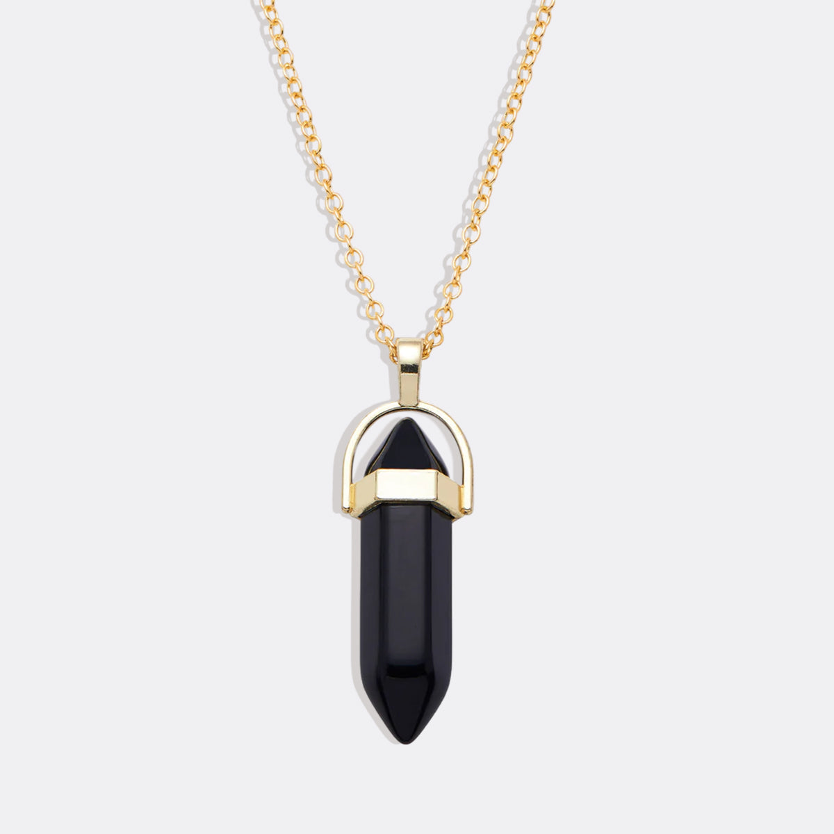 Gemstone Point Necklace in gold tone