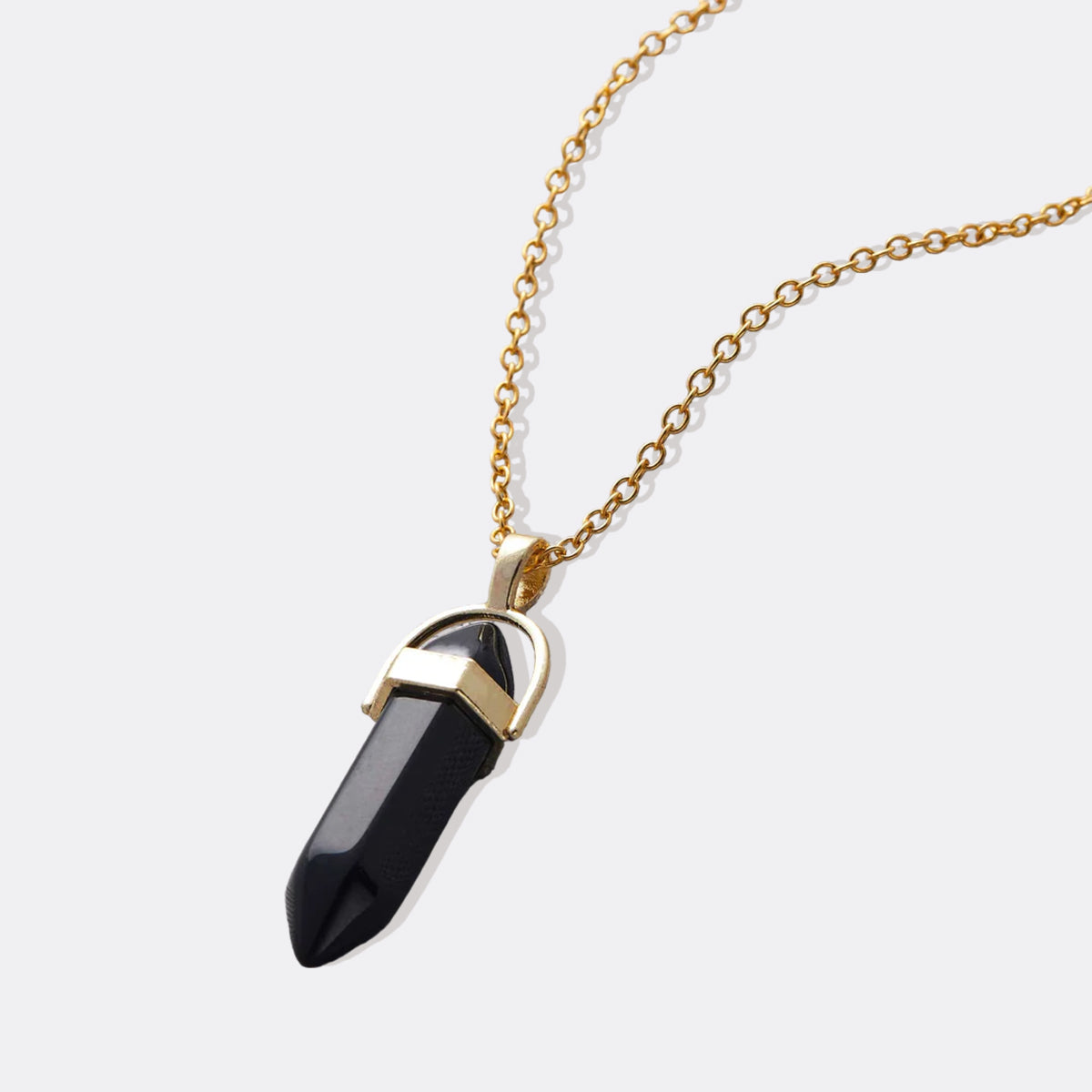 Gemstone Point Necklace in gold tone