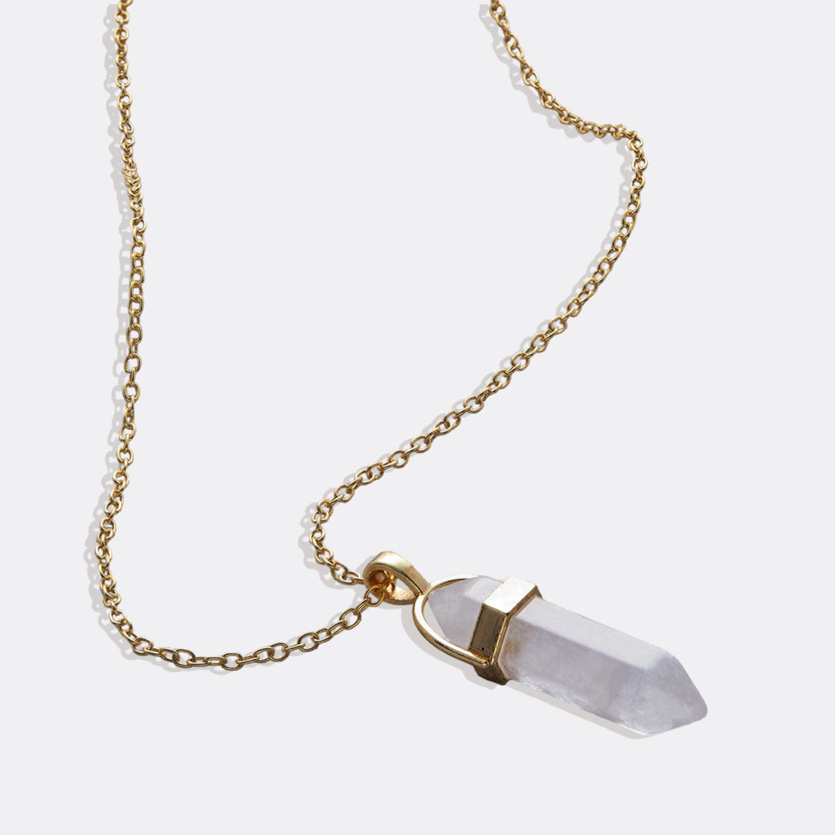 Gemstone Point Necklace in gold tone