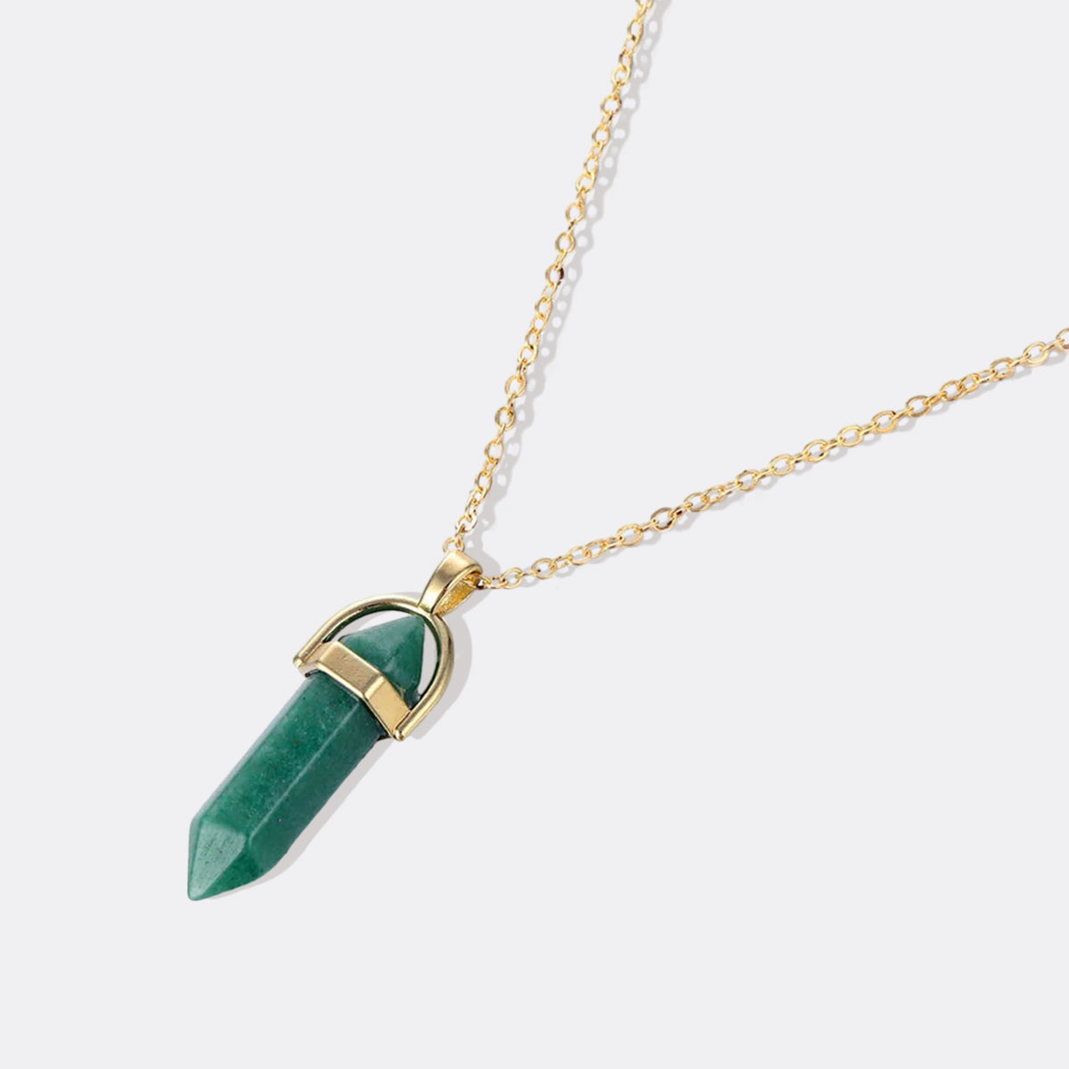 Gemstone Point Necklace in gold tone