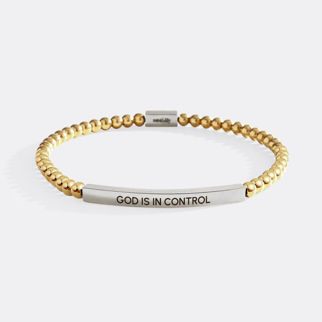 Braccialetto con perline ispirazionale "God Is In Control"