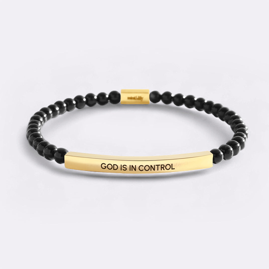 Braccialetto con perline ispirazionale "God Is In Control"