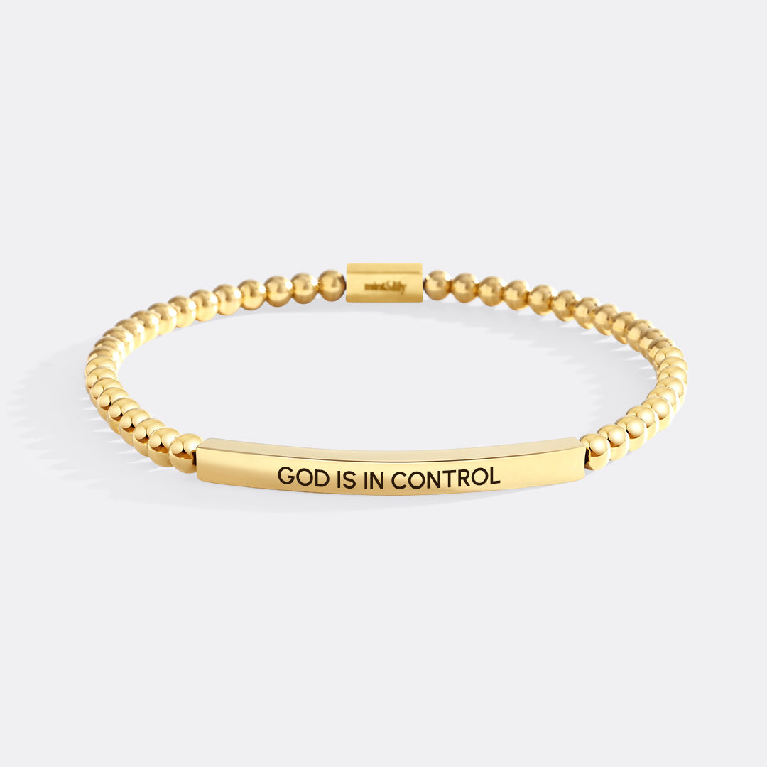 Braccialetto con perline ispirazionale "God Is In Control"