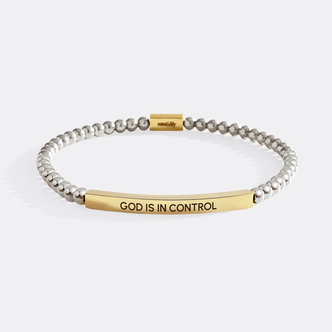Braccialetto con perline ispirazionale "God Is In Control"