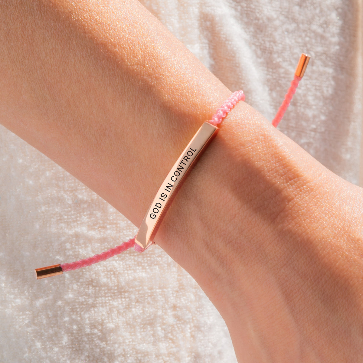 God Is In Control Inspire Bracelet in rose gold tone