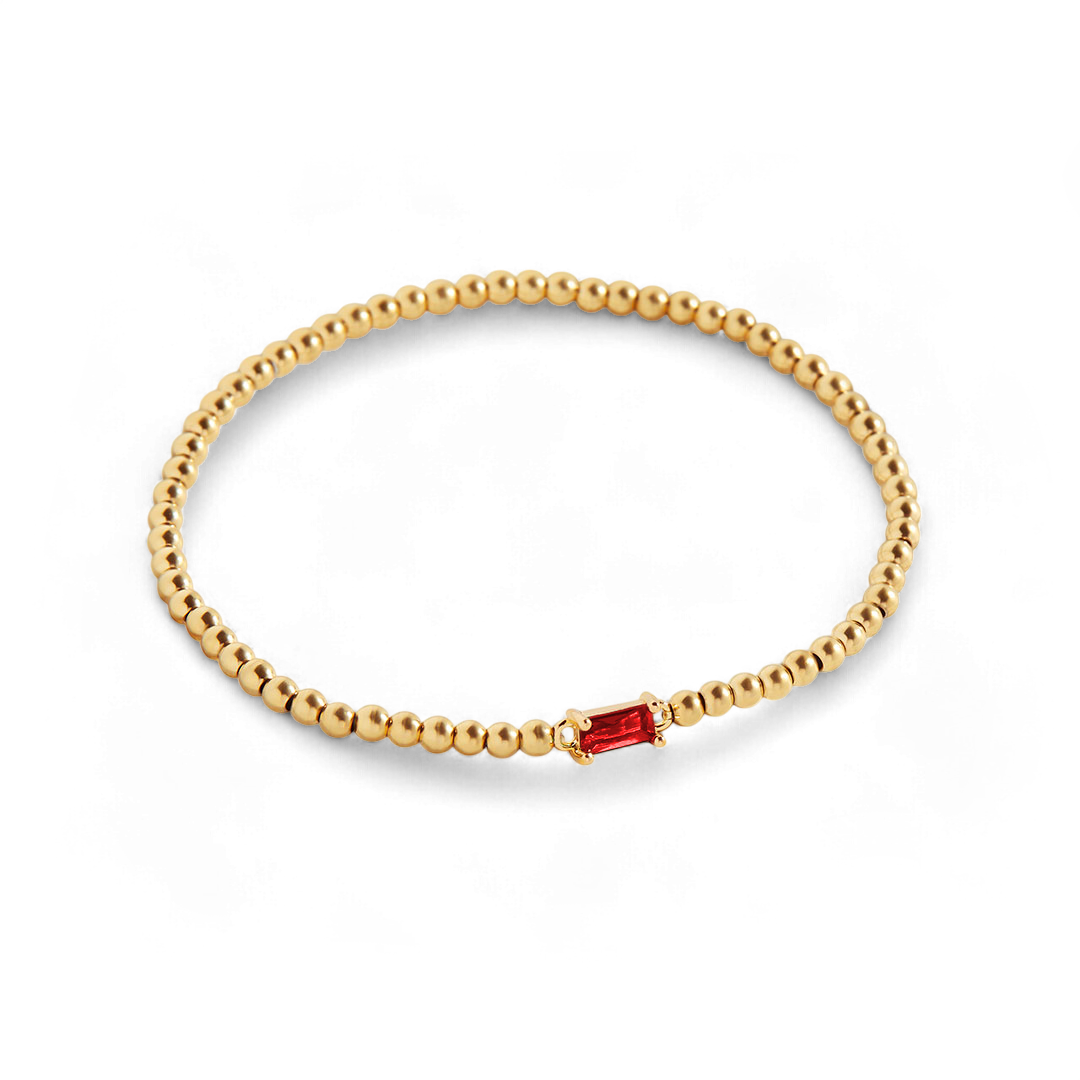 Gold Beaded Birthstone Bracelet — Vanny Jewels