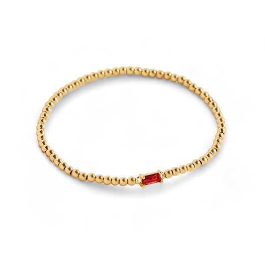 Gold Beaded Birthstone Bracelet — Vanny Jewels