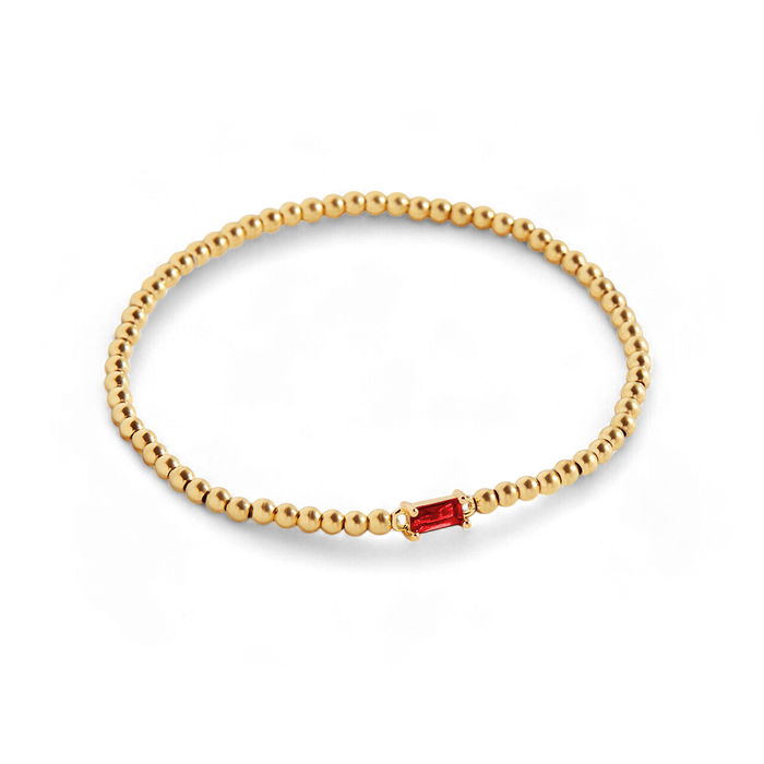 Gold Beaded Birthstone Bracelet — Vanny Jewels