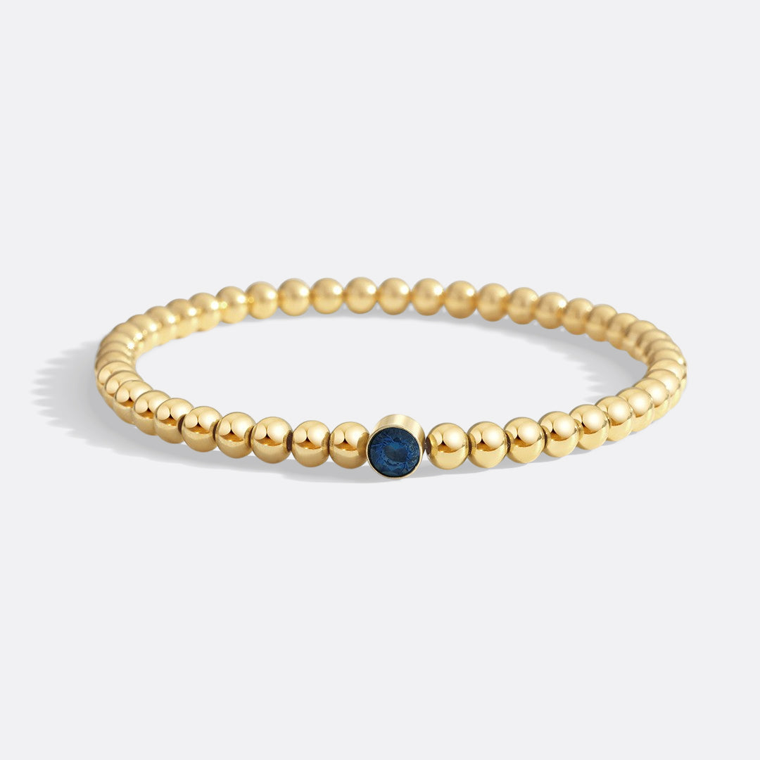 Gold Beaded Bubble Birthstone Bracelet in gold tone