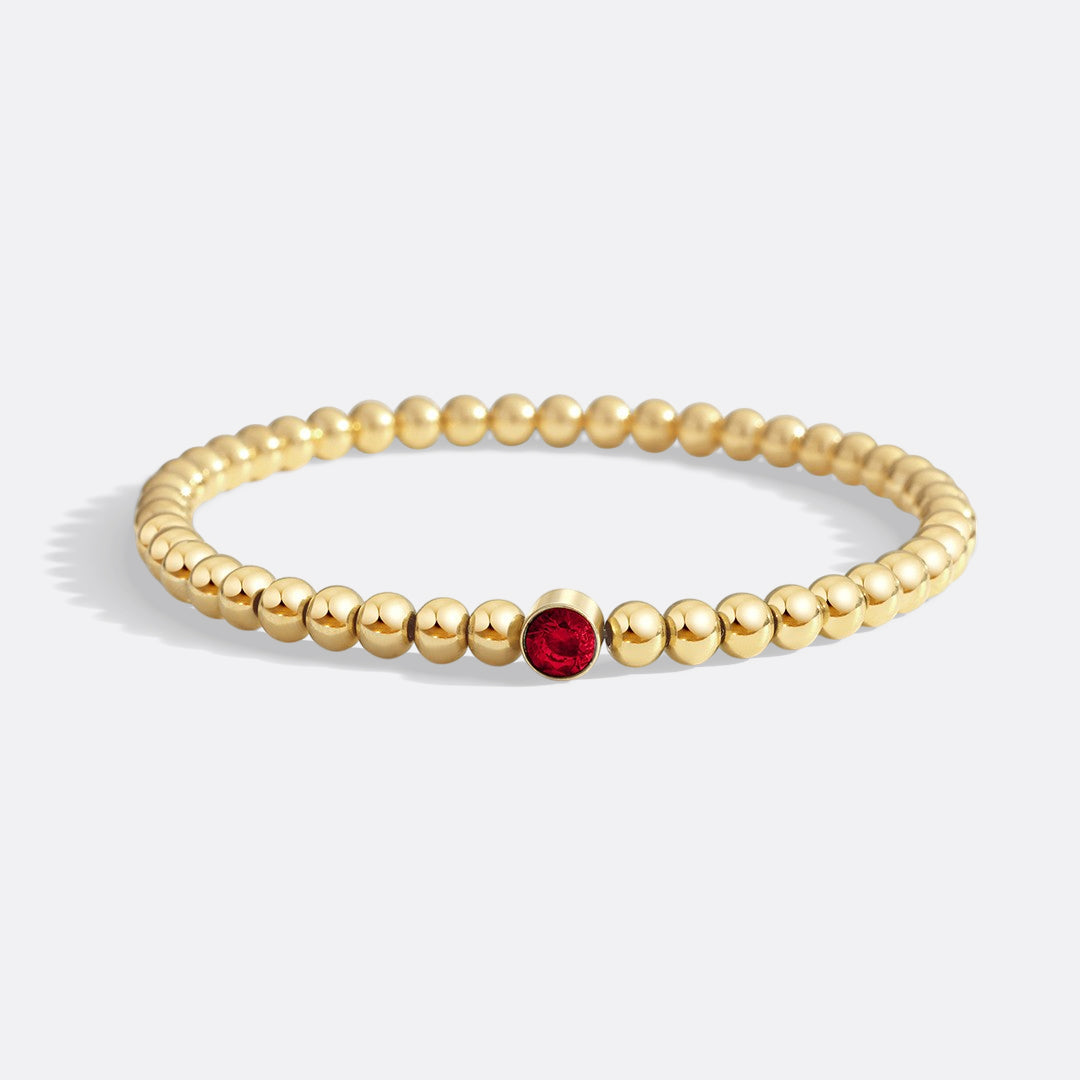 Gold Beaded Bubble Birthstone Bracelet in gold tone