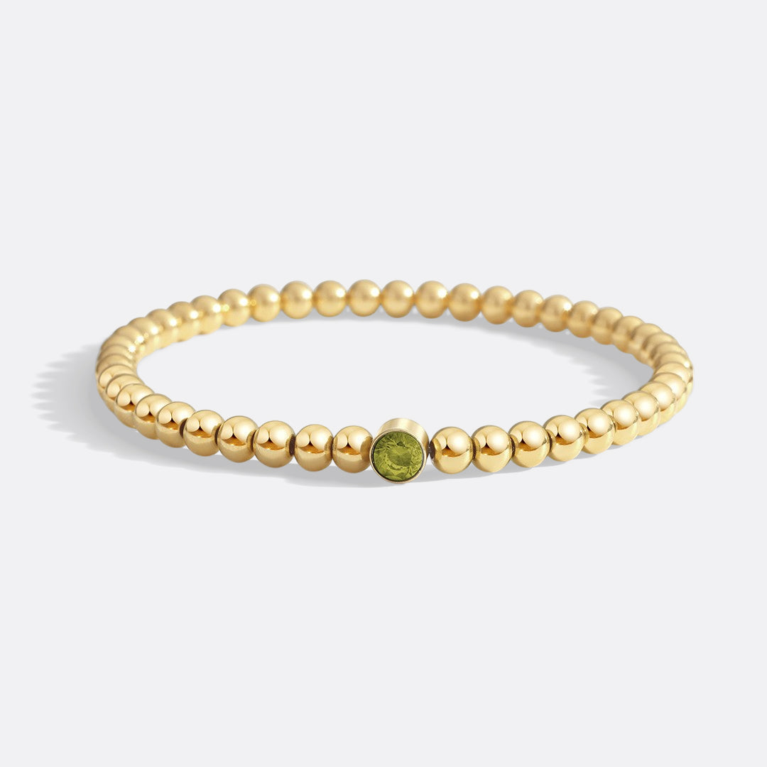Gold Beaded Bubble Birthstone Bracelet in gold tone