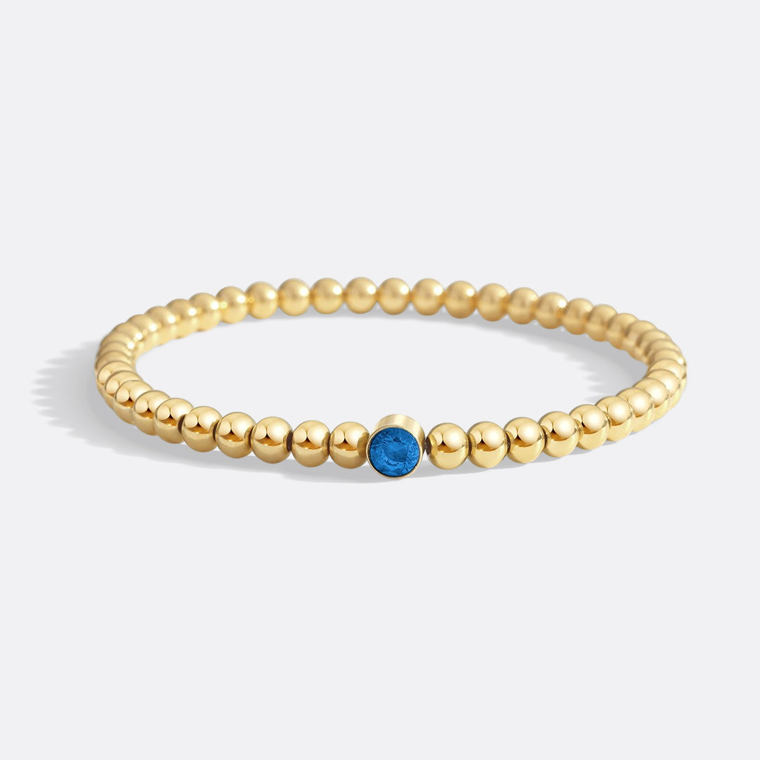 Gold Beaded Bubble Birthstone Bracelet in gold tone