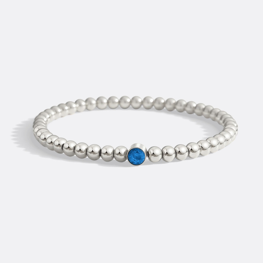 Gold Beaded Bubble Birthstone Bracelet in 925 sterling silver