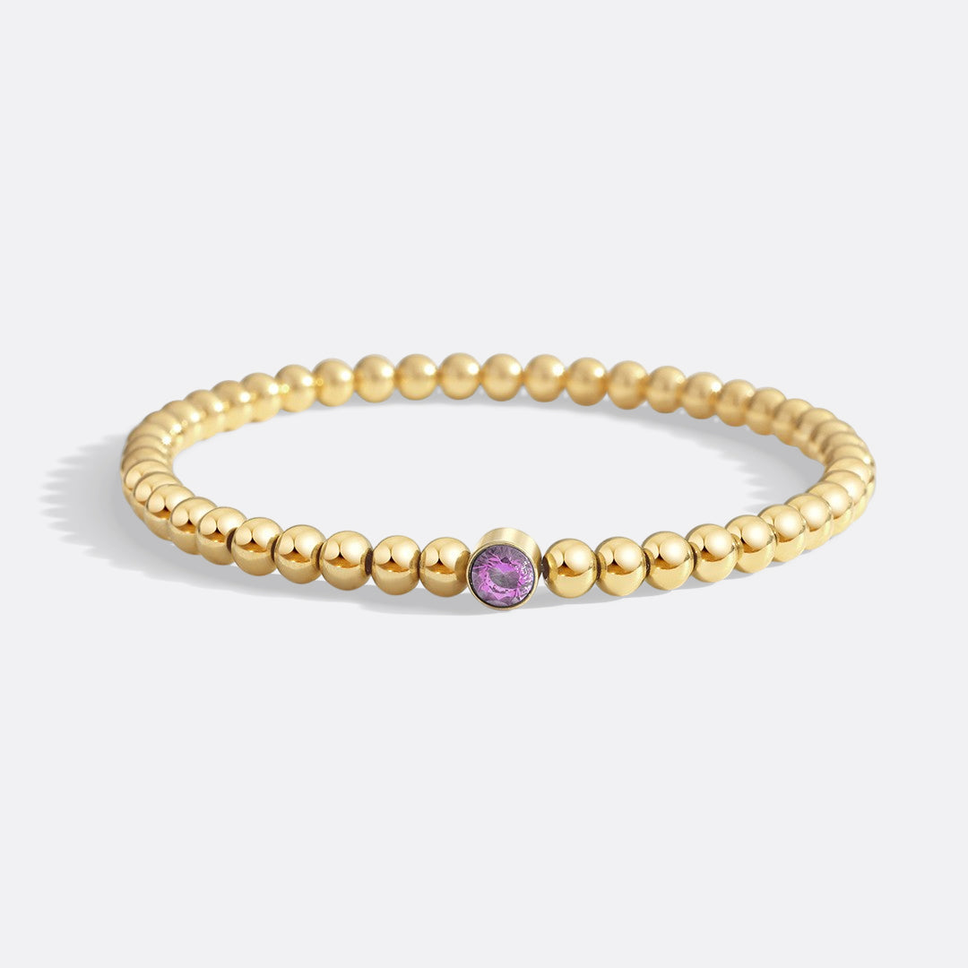 Gold Beaded Bubble Birthstone Bracelet in gold tone