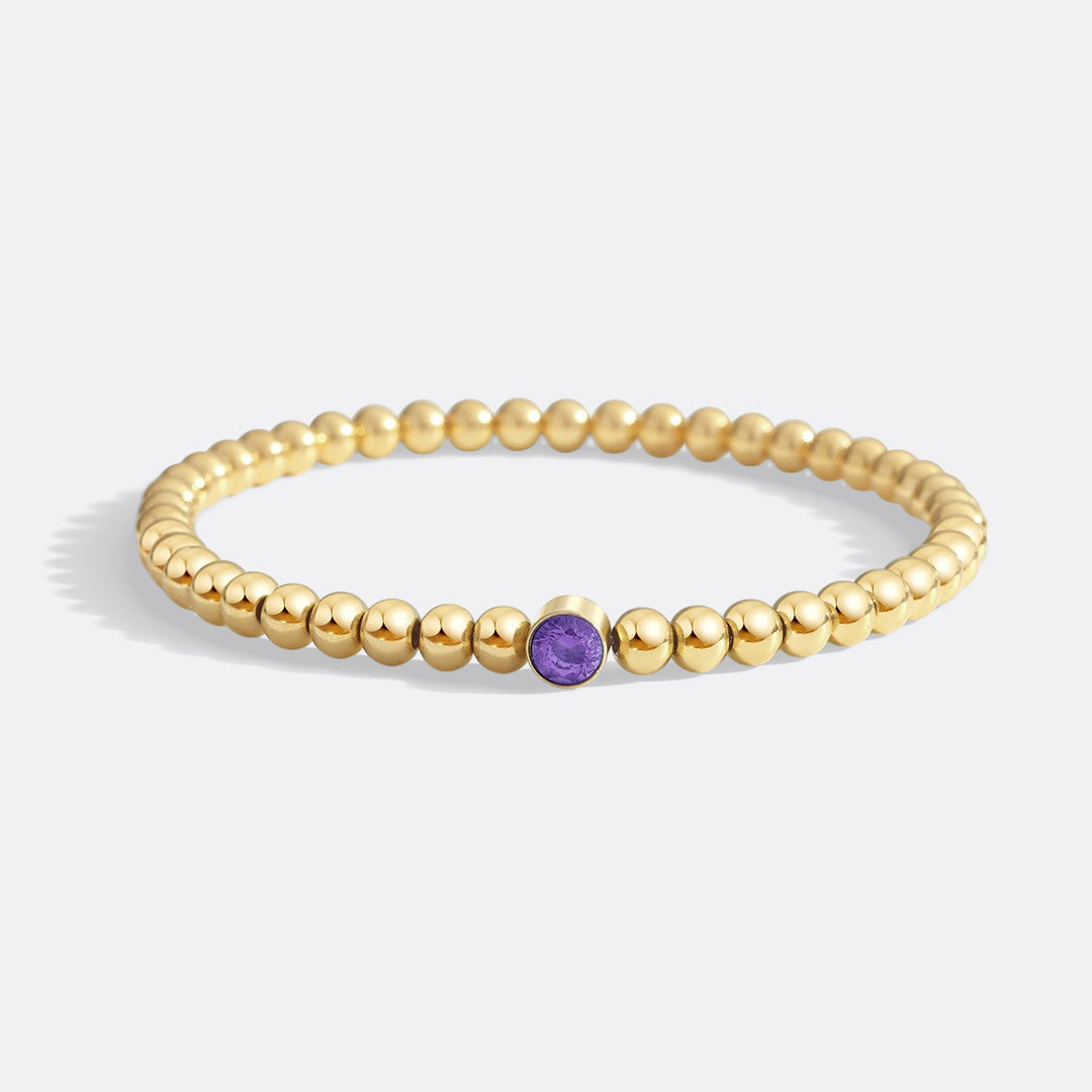 Gold Beaded Bubble Birthstone Bracelet in gold tone