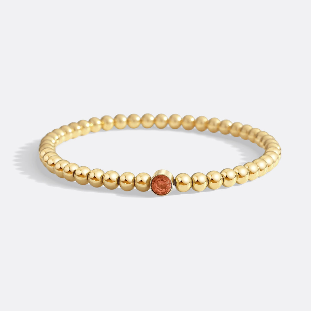 Gold Beaded Bubble Birthstone Bracelet in gold tone