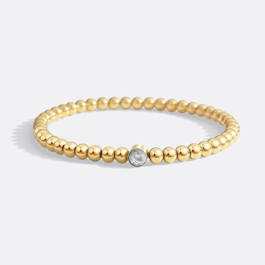 Gold Beaded Bubble Birthstone Bracelet in gold tone