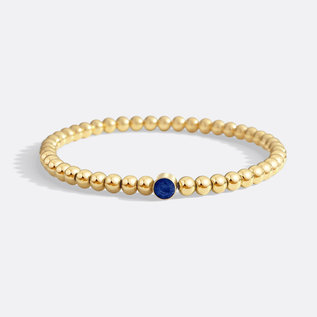 Gold Beaded Bubble Birthstone Bracelet in gold tone