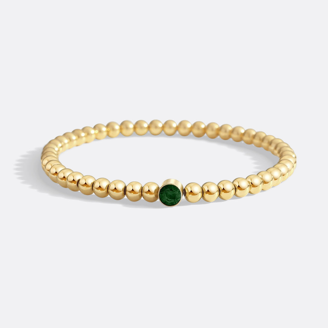 Gold Beaded Bubble Birthstone Bracelet in gold tone