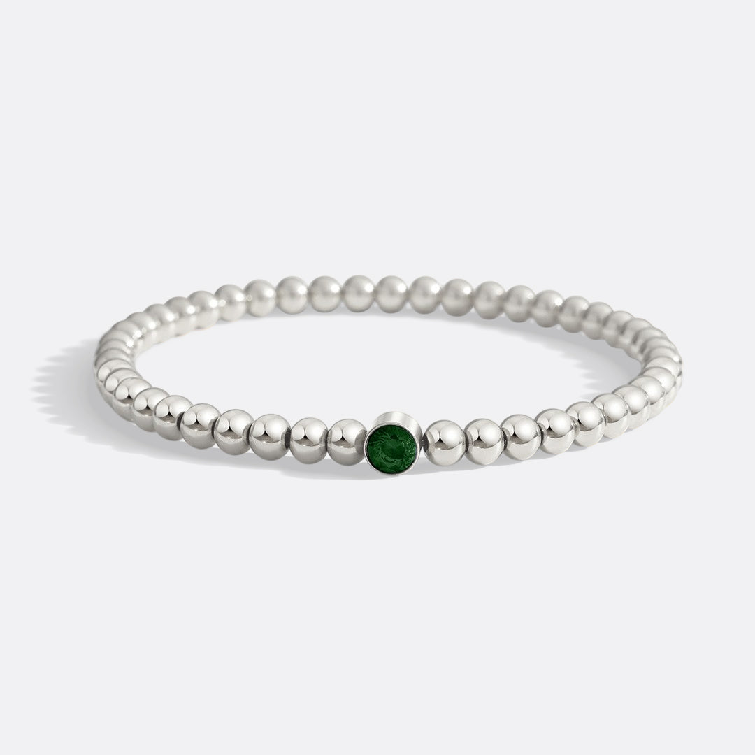 Gold Beaded Bubble Birthstone Bracelet in 925 sterling silver