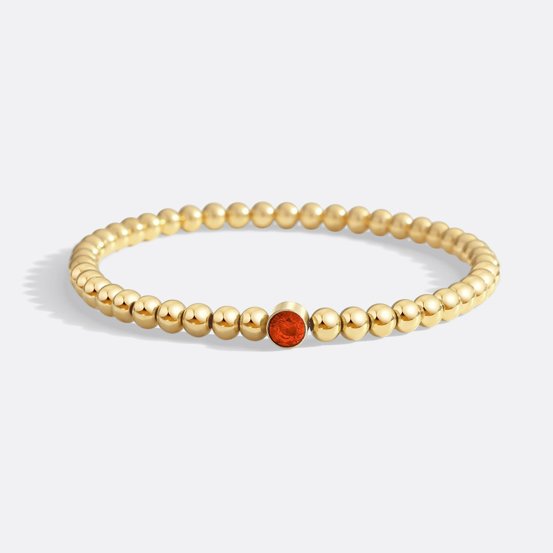 Gold Beaded Bubble Birthstone Bracelet in gold tone