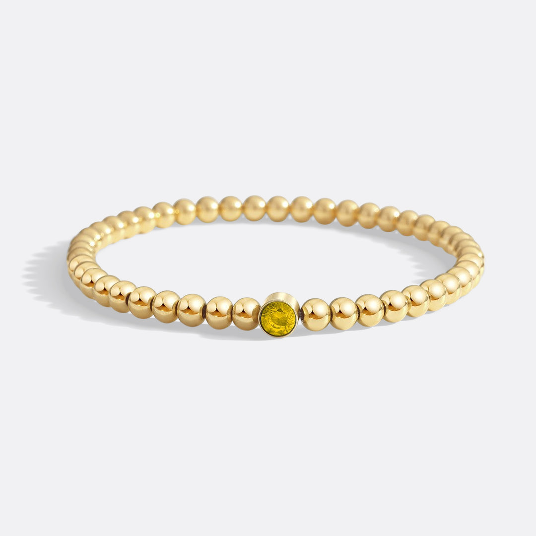 Gold Beaded Bubble Birthstone Bracelet in gold tone