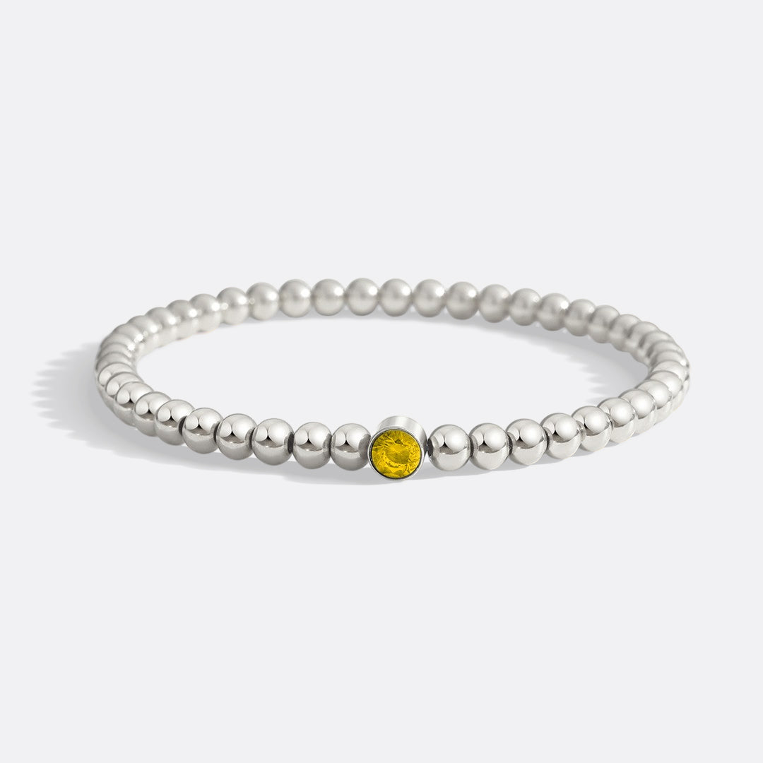 Gold Beaded Bubble Birthstone Bracelet in 925 sterling silver