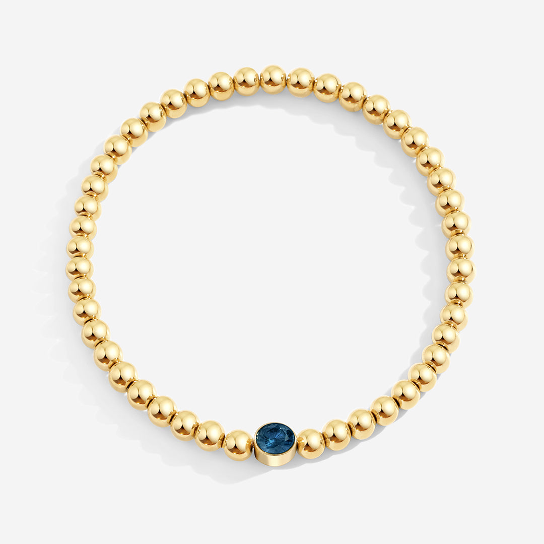 Vergoldetes Perlenarmband mit Geburtsstein
