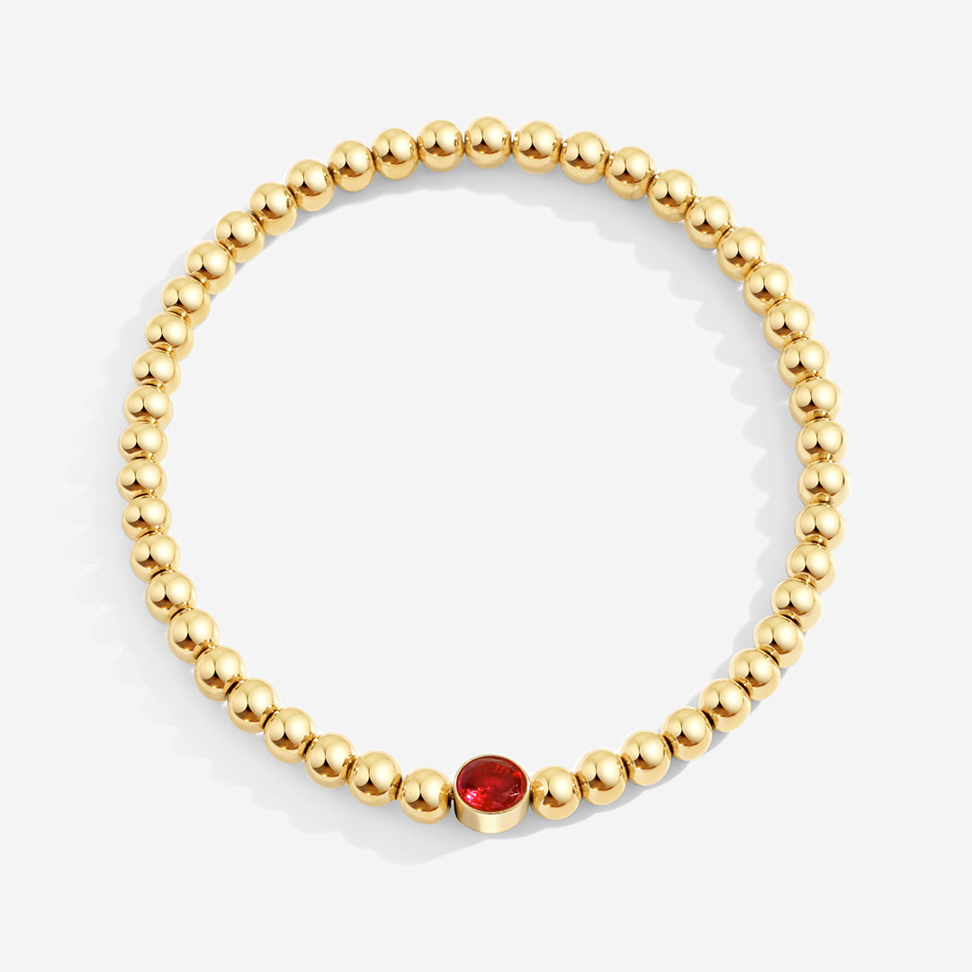 Vergoldetes Perlenarmband mit Geburtsstein