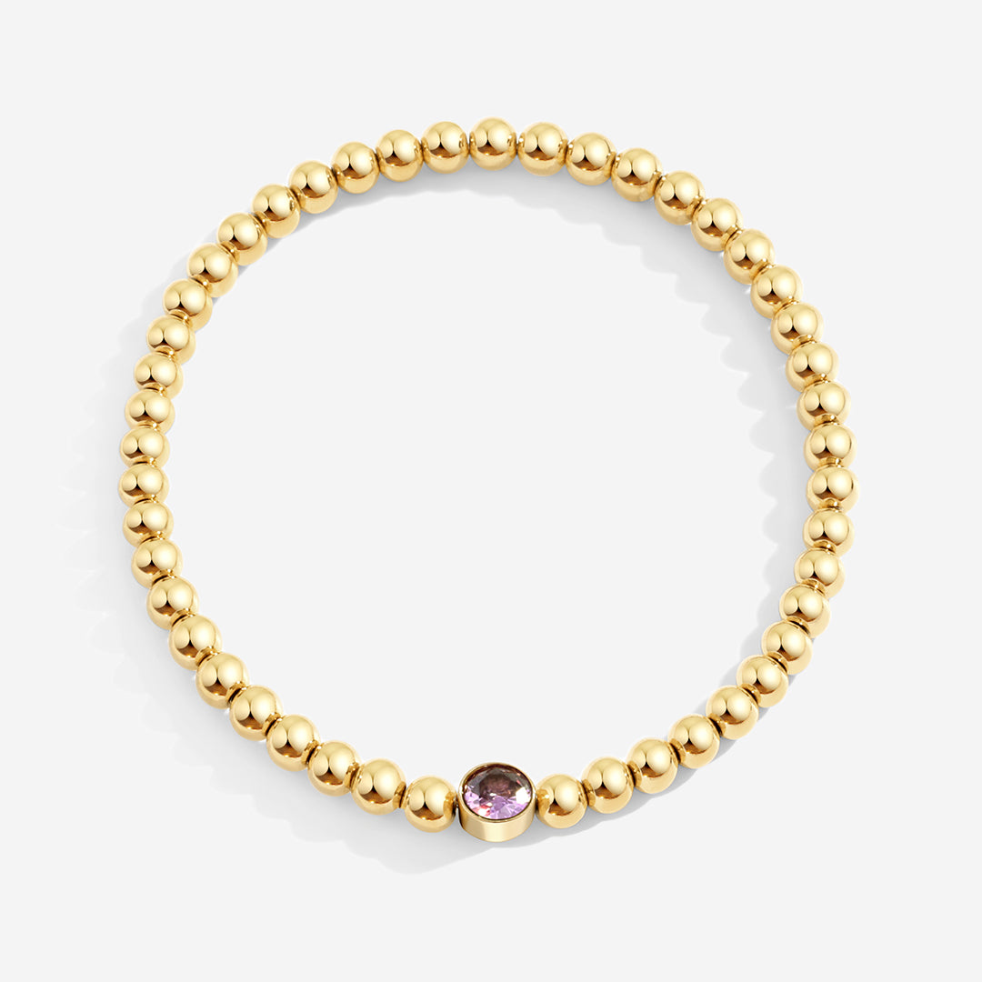 Vergoldetes Perlenarmband mit Geburtsstein
