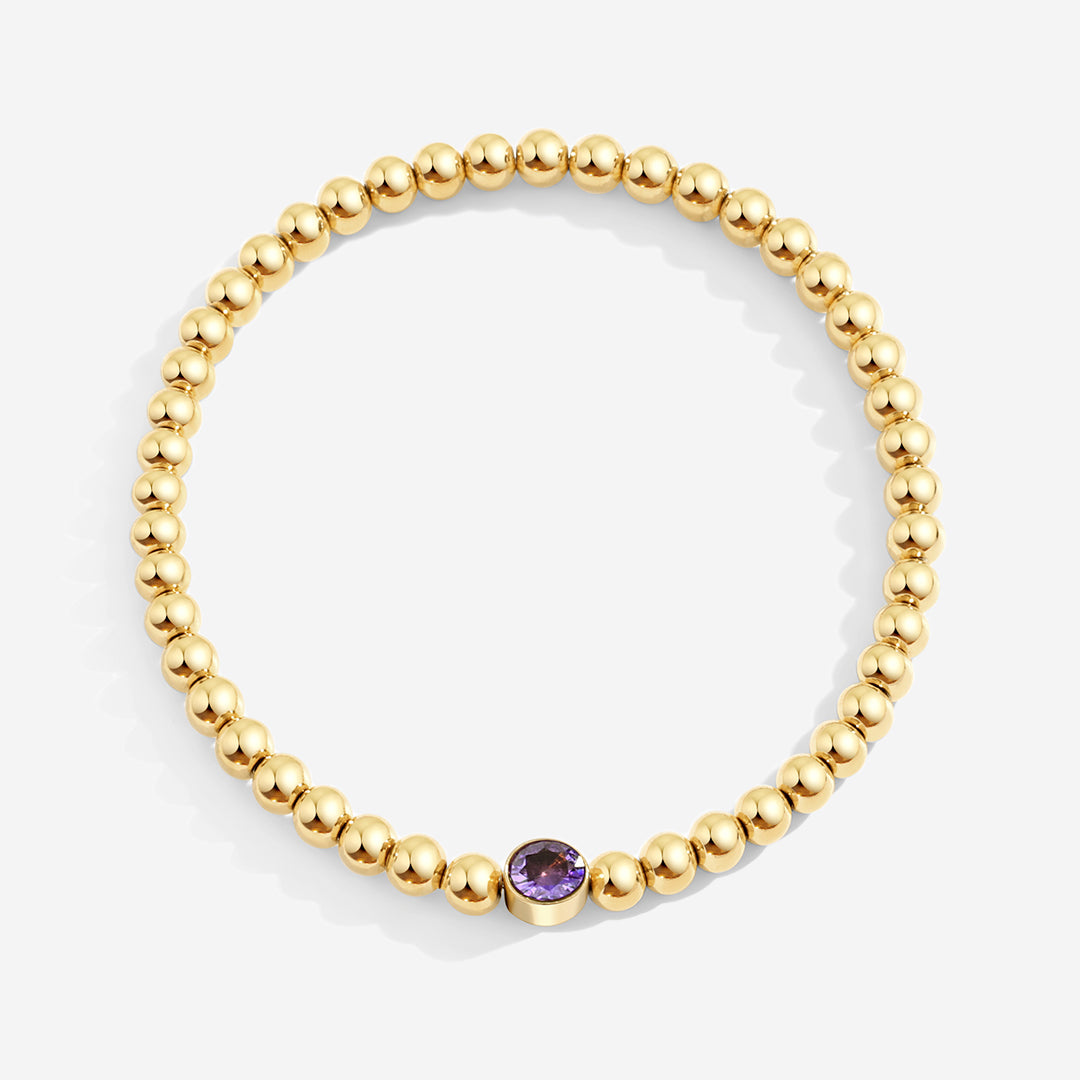 Vergoldetes Perlenarmband mit Geburtsstein