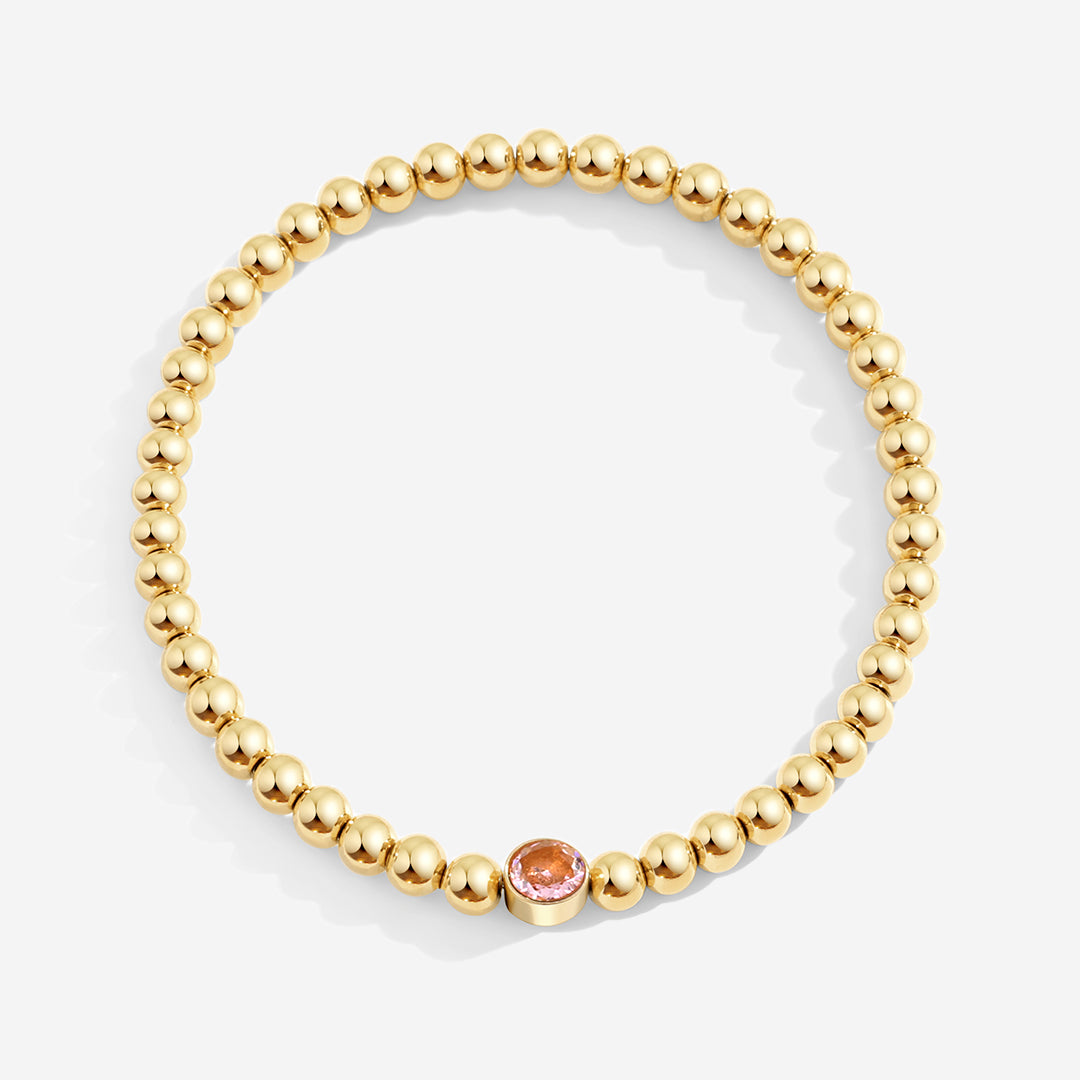 Vergoldetes Perlenarmband mit Geburtsstein
